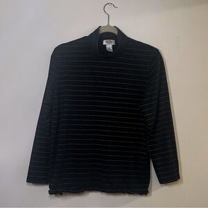 Talbots Cotton Navy Stripe Mock Turtleneck 1X